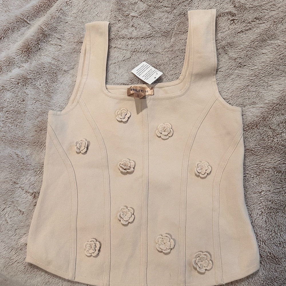 Bailey 44 Ivory Floral Embellished Women's Top